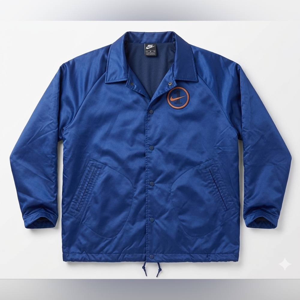 Nike Air Force One Coach Satin Jacket, Blue/Gold, size XL